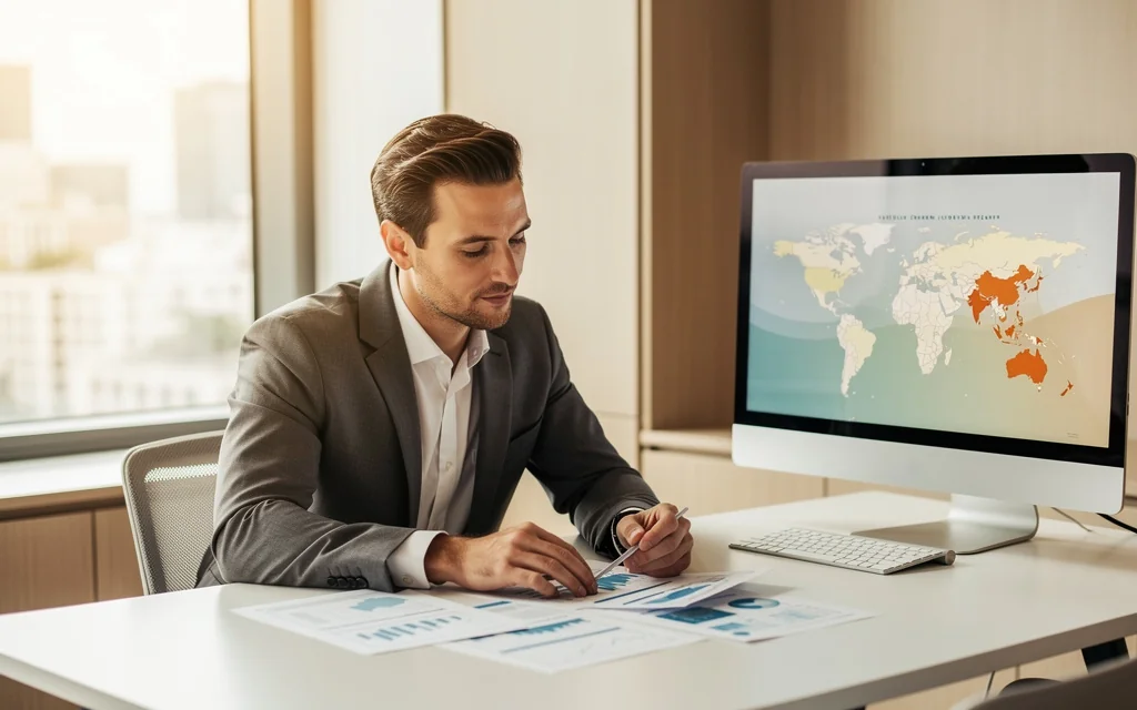 Conseiller en expatriation fiscale examinant un dossier
